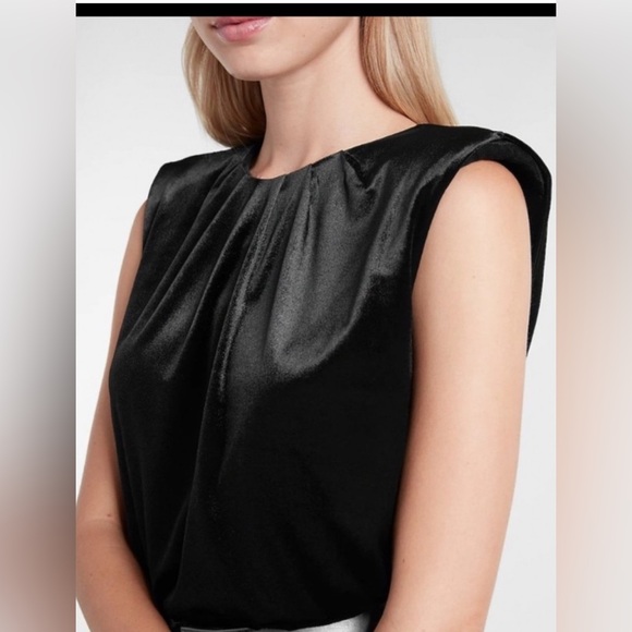 Express Velvet Thong Bodysuit Black Sleeveless Shoulder Strong Top Size M - Picture 12 of 14